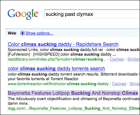 Search Engine Terms - Sucking Past Clymax 